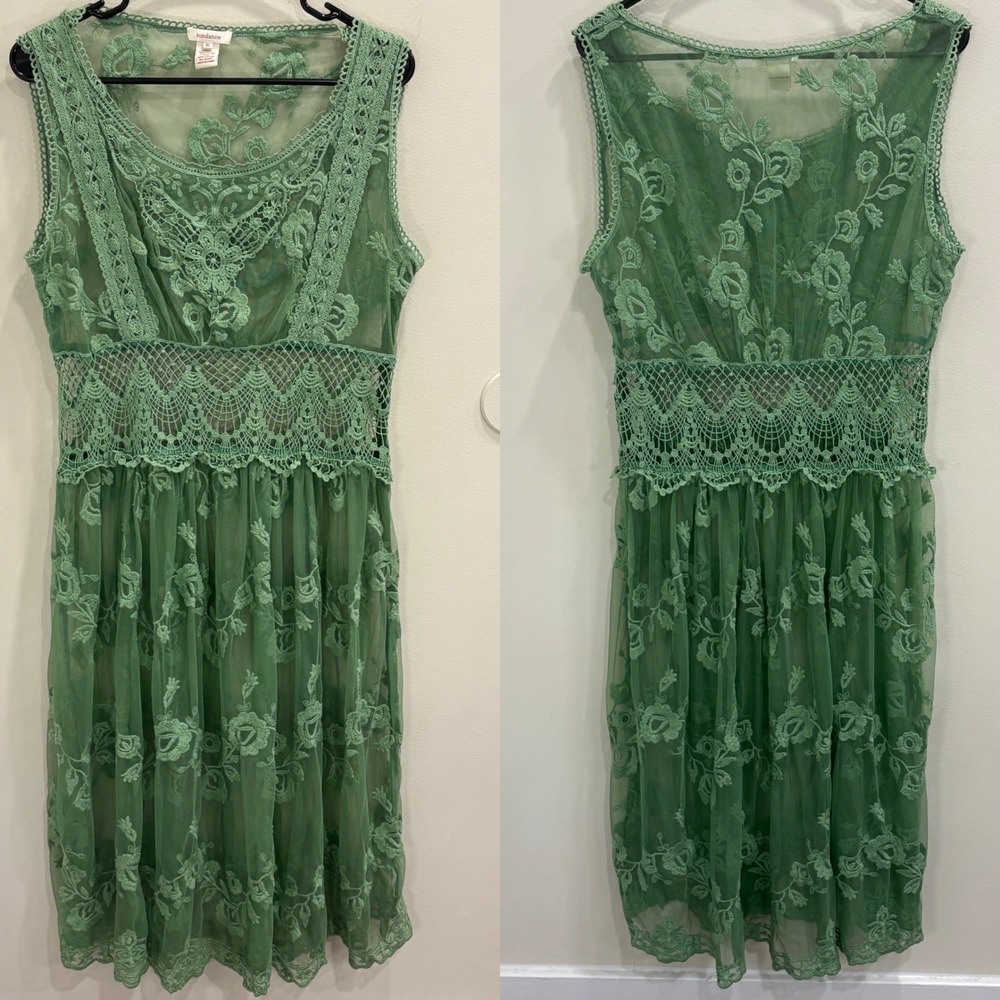 Sundance Green Lace Midi Dress